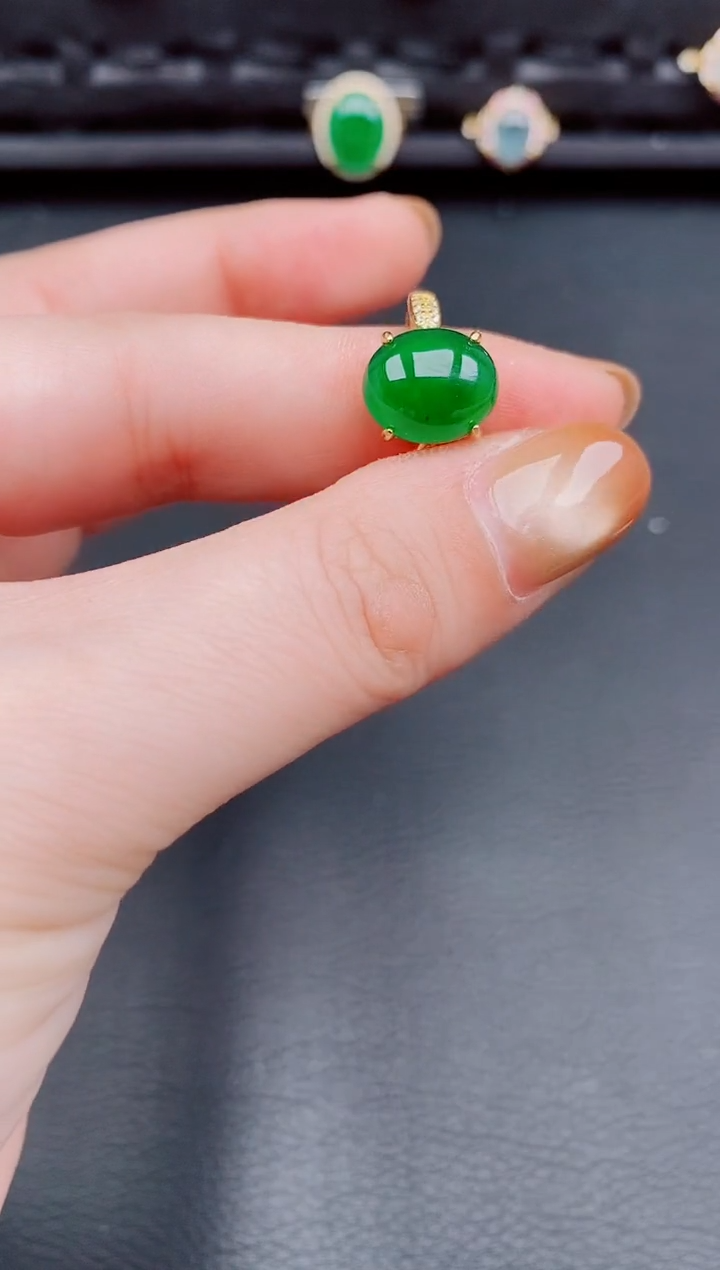 【闪购商品】翡翠戒指银S925镶嵌天然a货翡翠304