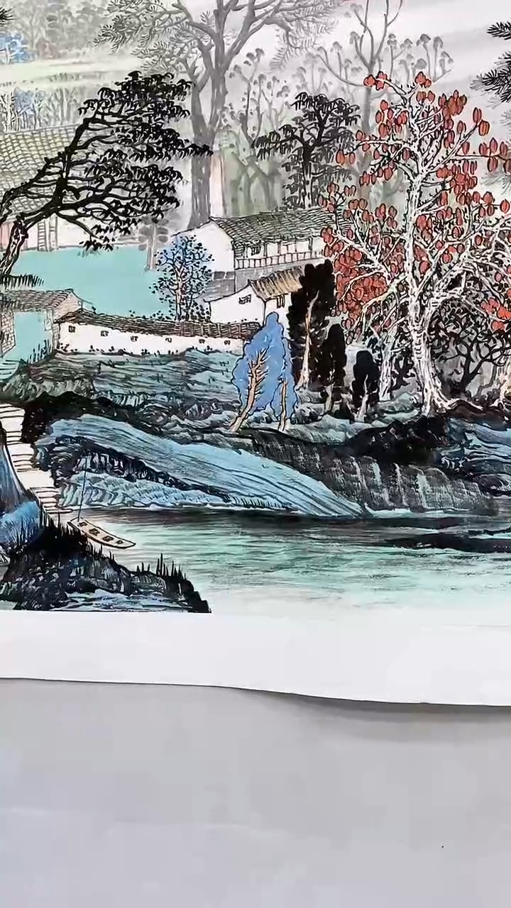 国画释天宇翠谷山居韵