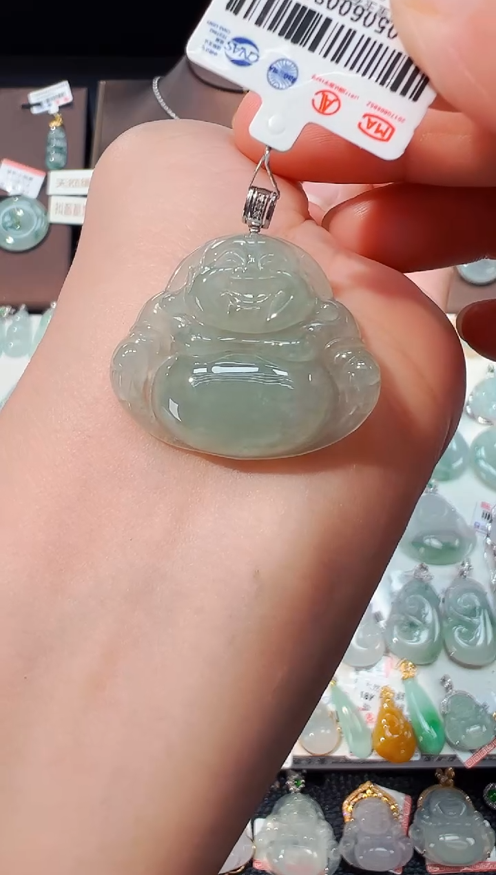 翡翠18K金镶嵌吊坠(不含链)佛公吊坠859