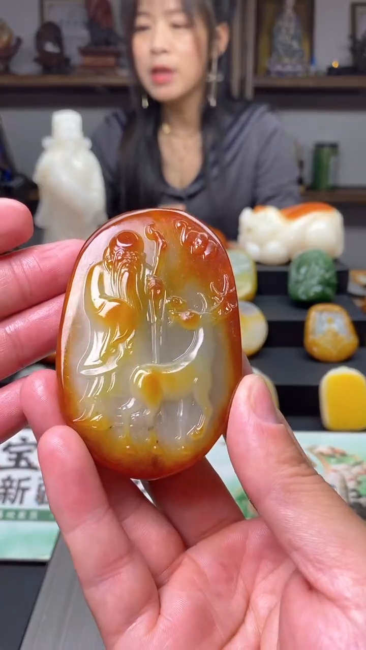 和田玉未镶嵌挂件福禄寿