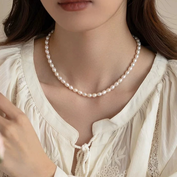 【赵露思同款】6mm纯银元宝扣强光高品质天然项链女气质锁骨链颈链