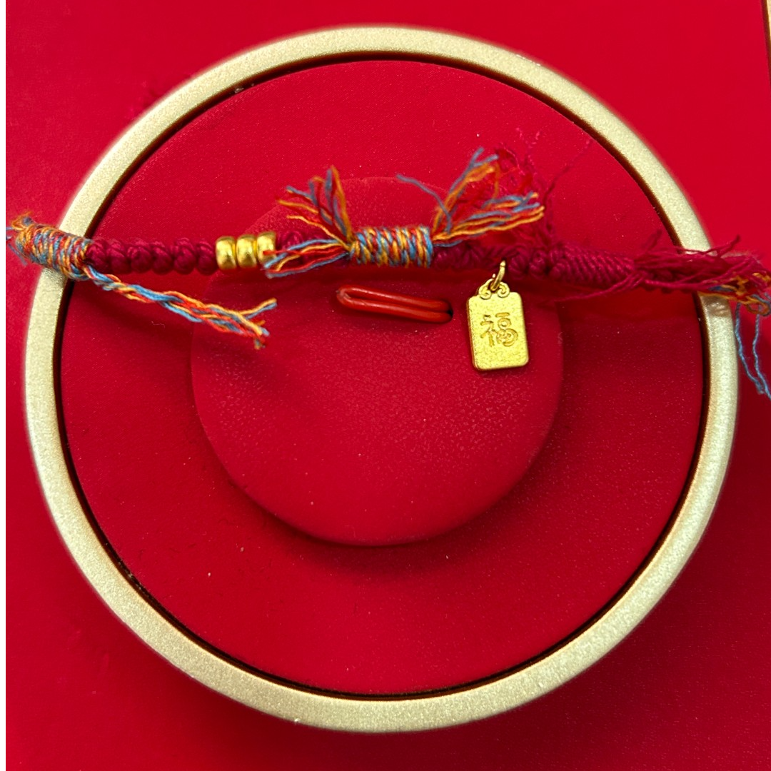 CBAI/菜百YJW足金饰品  小福牌+古法转运珠（成套拍）