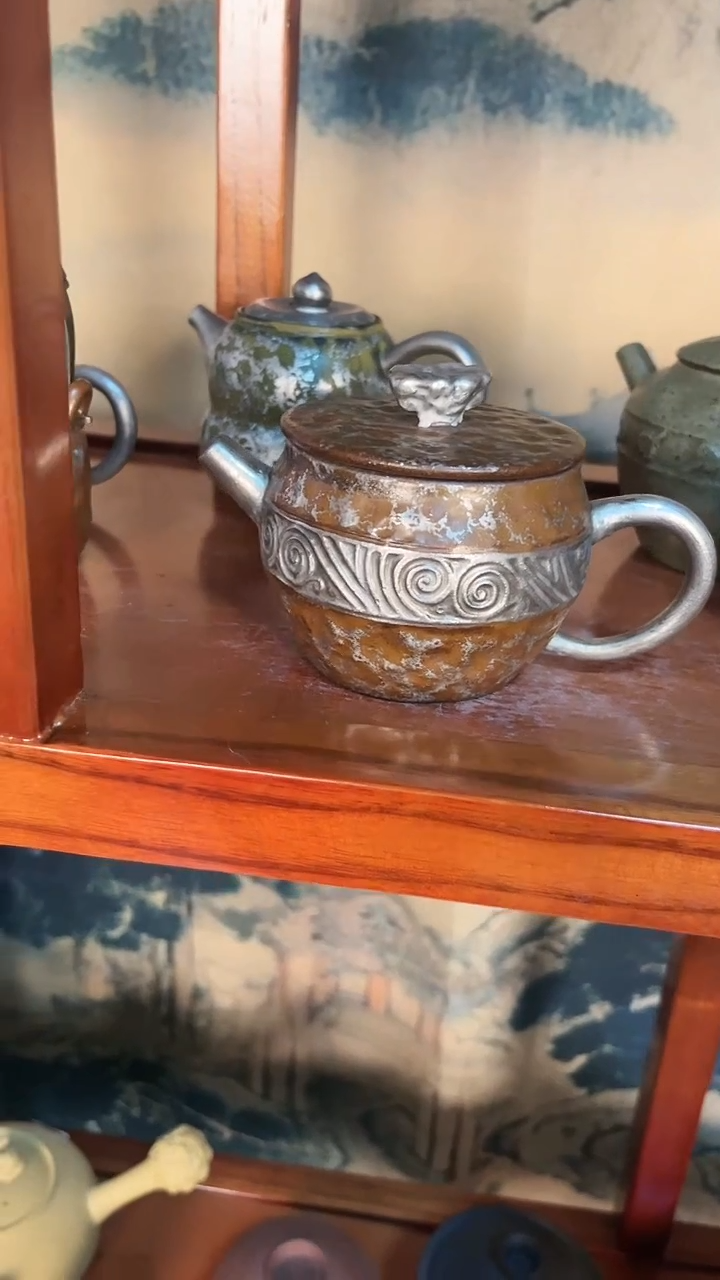 【闪购商品】Y28鎏银玛瑙黄汉瓦壶全手老岩泥