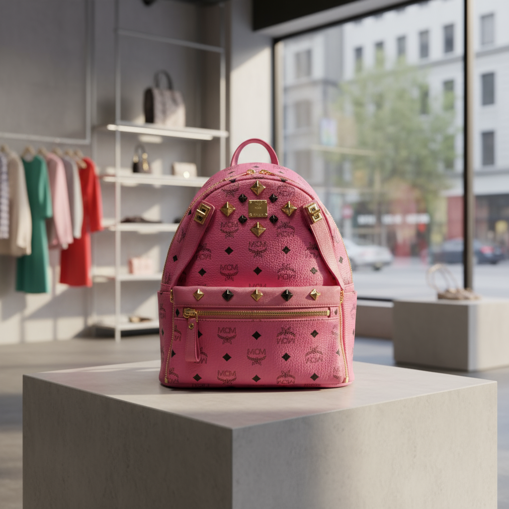 95新 MCM  粉色双肩包 1786 4493 