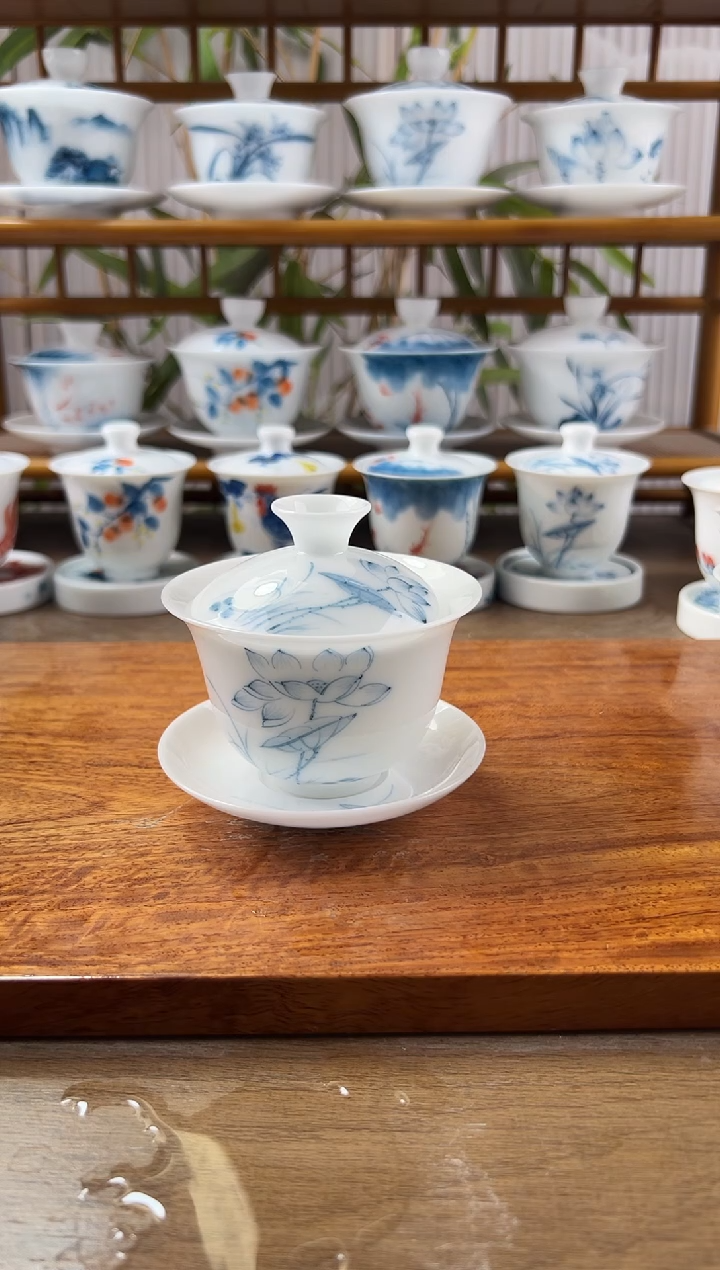 全品高冰素莲130ml三才盖碗