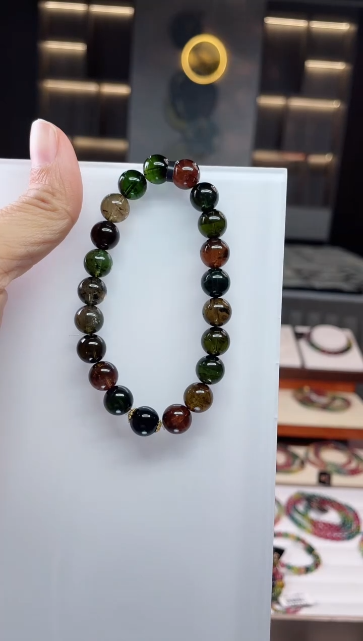 未镶嵌老矿碧玺单圈手串9mm+碧玺（多样性发一条）Q