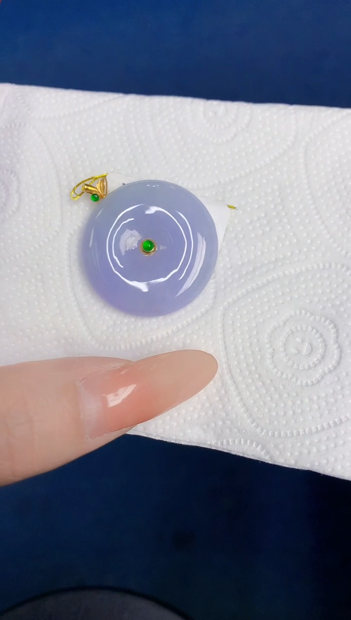 颈饰18K金镶嵌翡翠缅甸天然翡翠A货