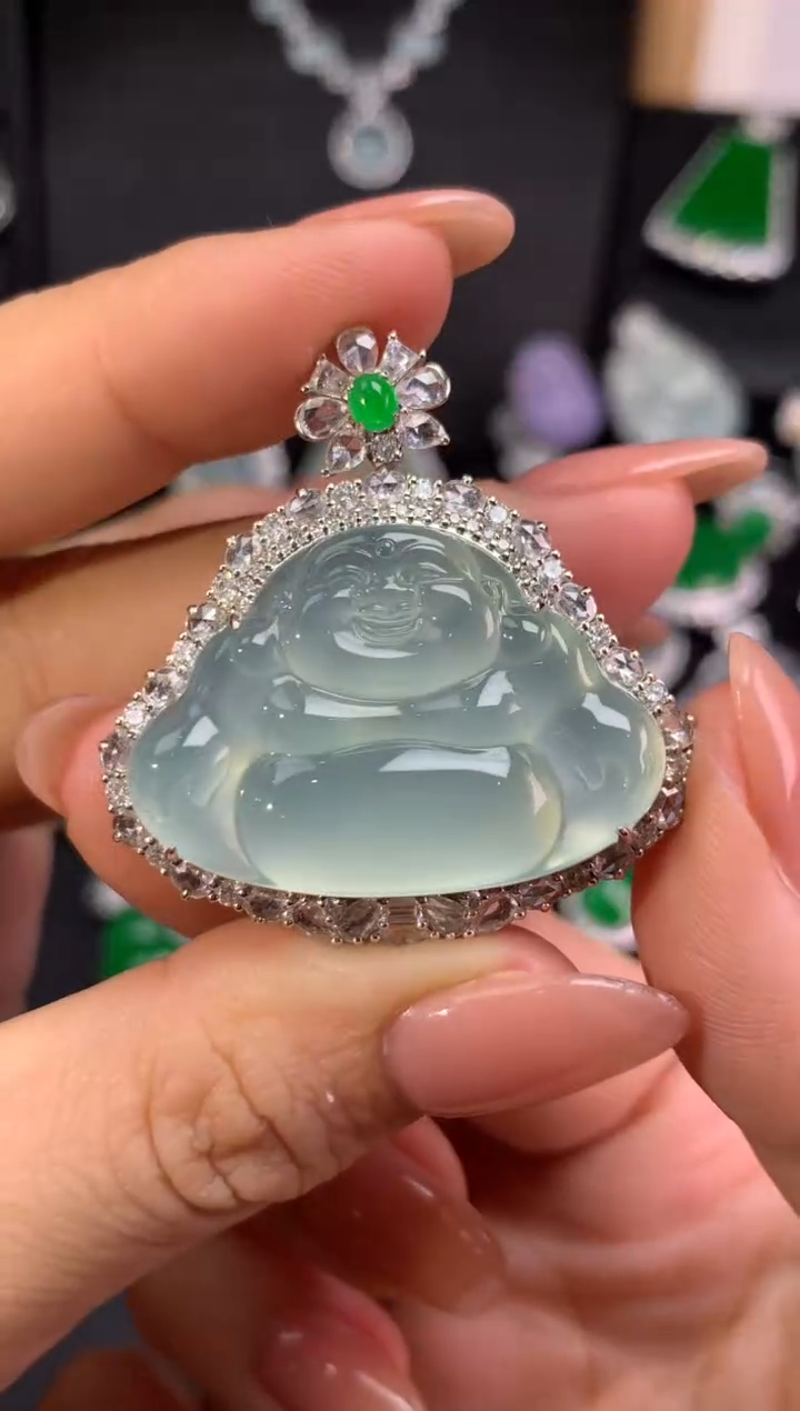 【闪购商品】翡翠颈饰18K金镶嵌翡翠佛公