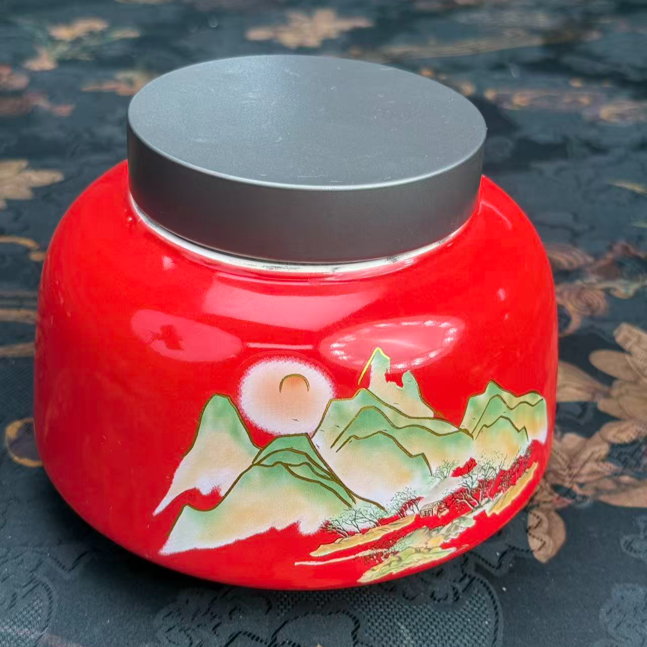 日照金山茶叶罐 红G129