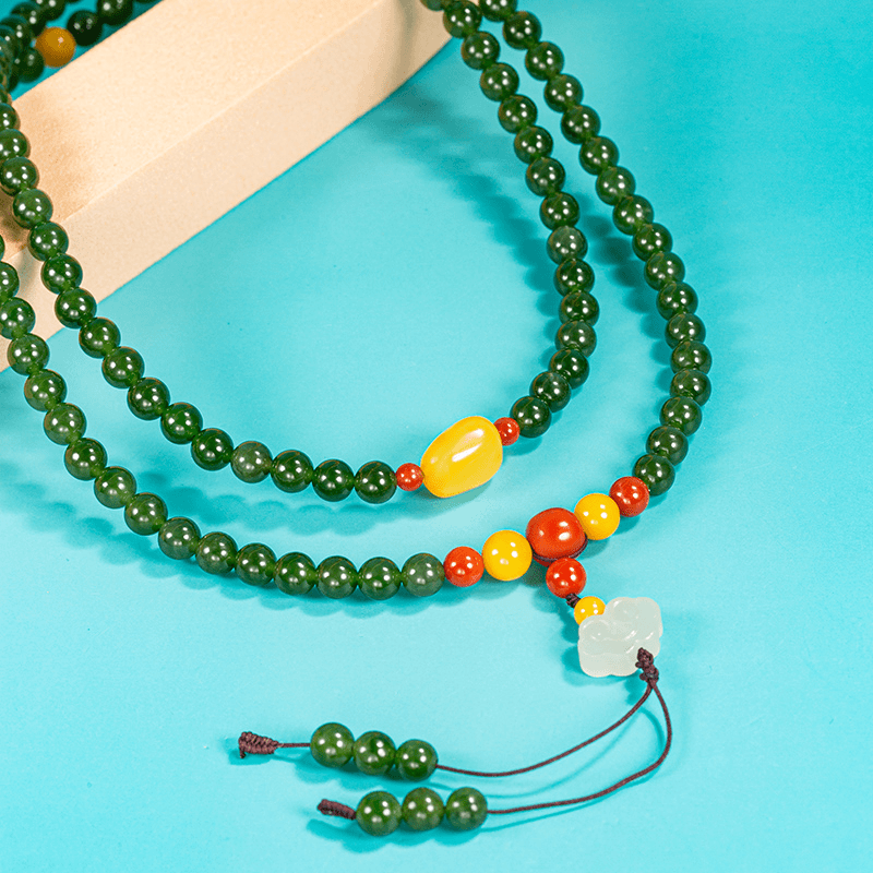 沐银时代和田玉碧玉手串细腻好料镶嵌蜜蜡玛瑙【多样性发货发其一】