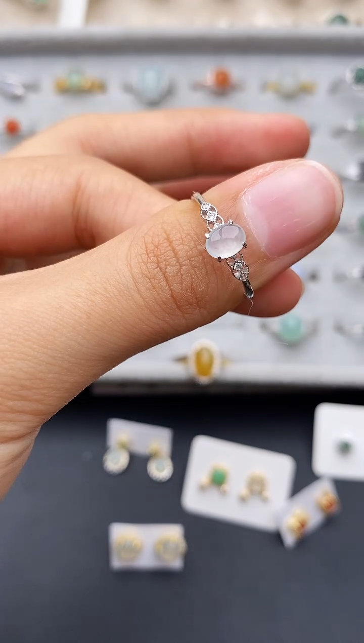 【闪购商品】翡翠戒指银S925镶嵌缅甸翡翠