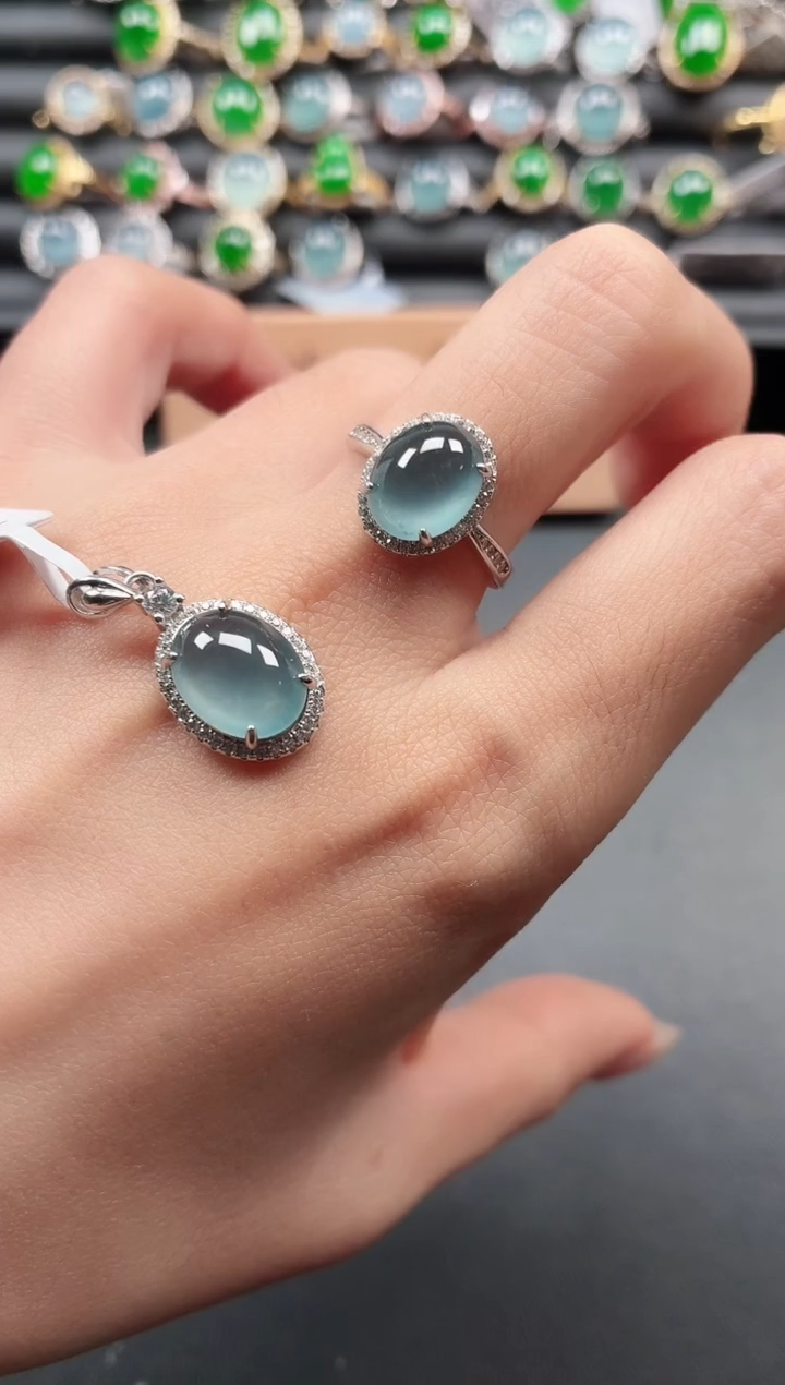 银S925镶嵌戒指翡翠111