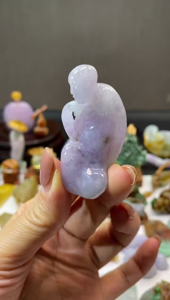 翡翠未镶嵌摆件翡翠紫罗兰小摆件