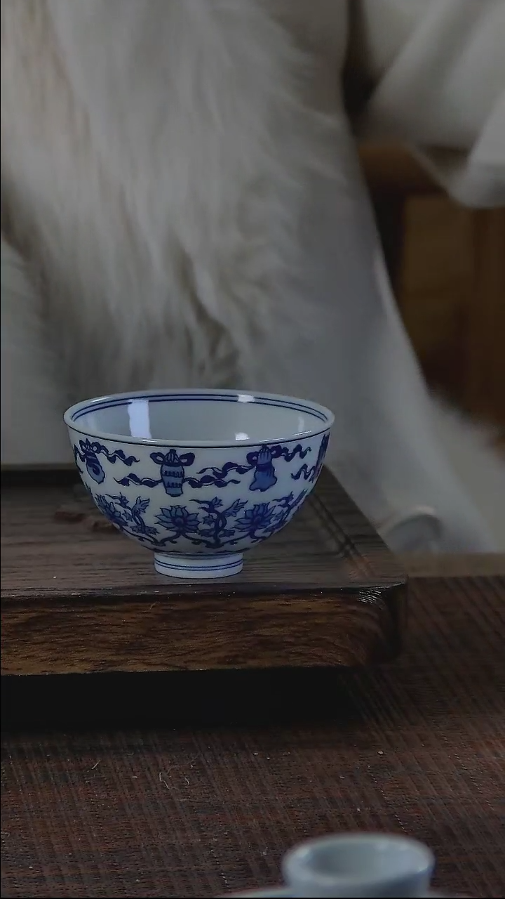 【闪购商品】折葵非器手工手绘莲托八宝鸡心杯