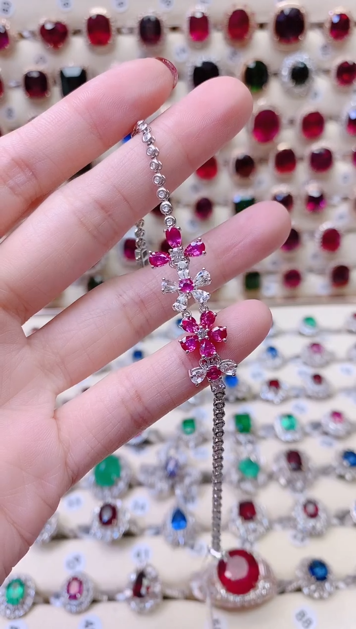 18K金镶嵌18K金手链红宝石兜*1