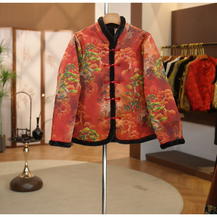 【茂山色】山水画盘扣加厚款常规款中式秋冬茂山色上衣