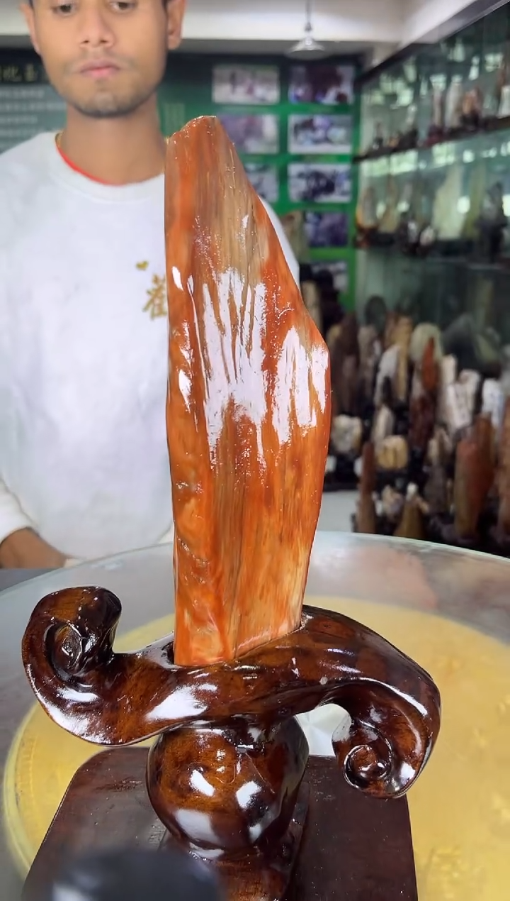 缅甸天然树化玉摆件