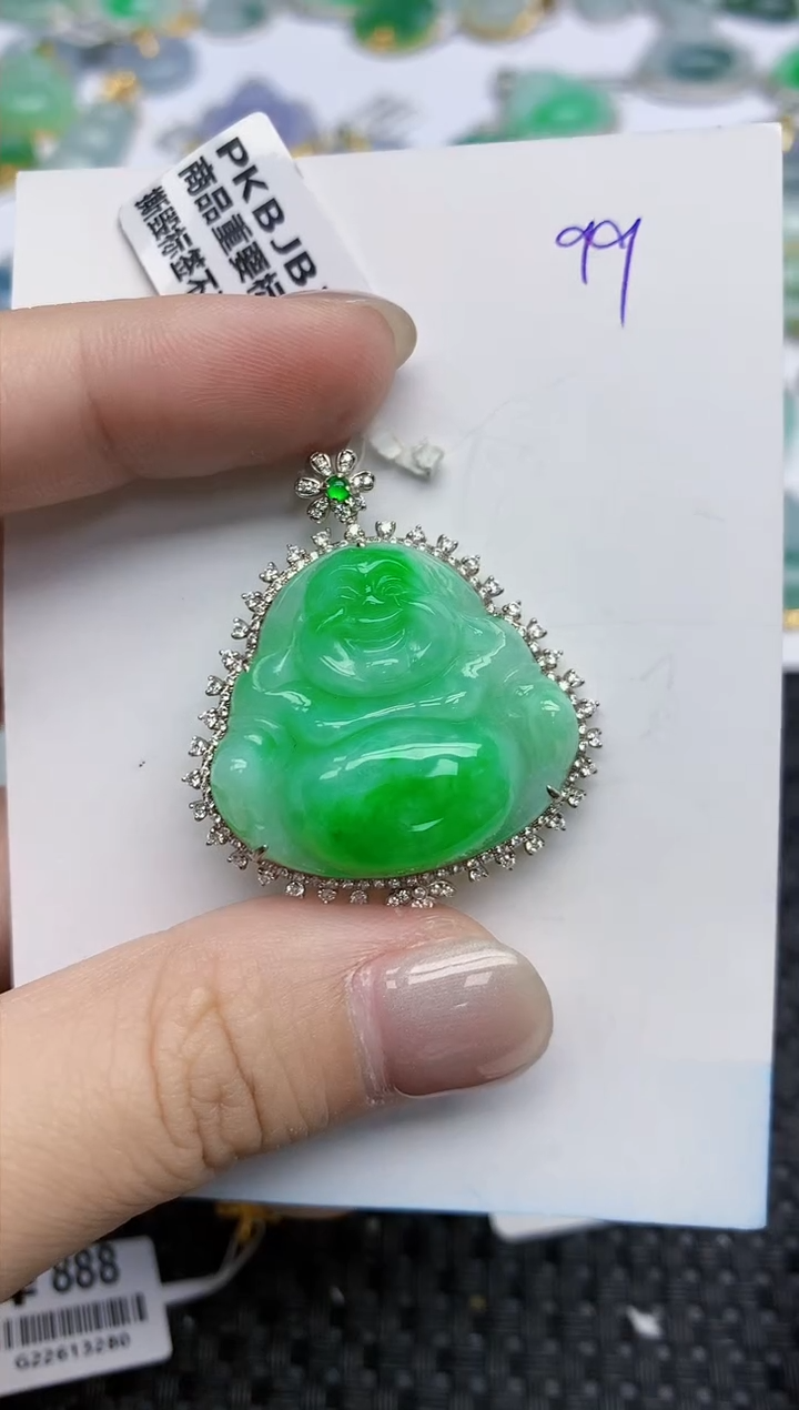 【闪购商品】翡翠颈饰18K金镶嵌天然翡翠A货