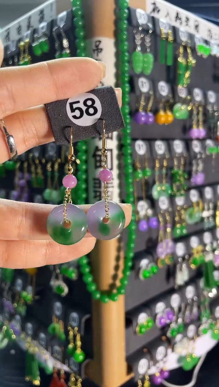 【闪购商品】翡翠耳饰银S925镶嵌58..