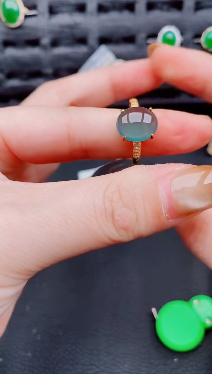 【闪购商品】翡翠戒指银S925镶嵌天然a货翡翠503