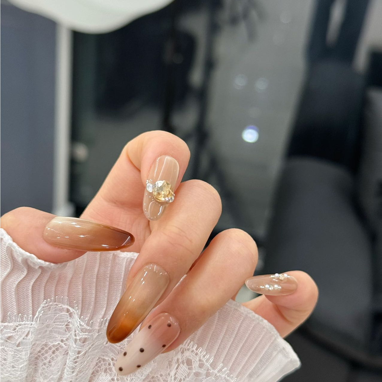 梵屿【金棕未语】纯手工定制美甲穿戴甲高定FW0007