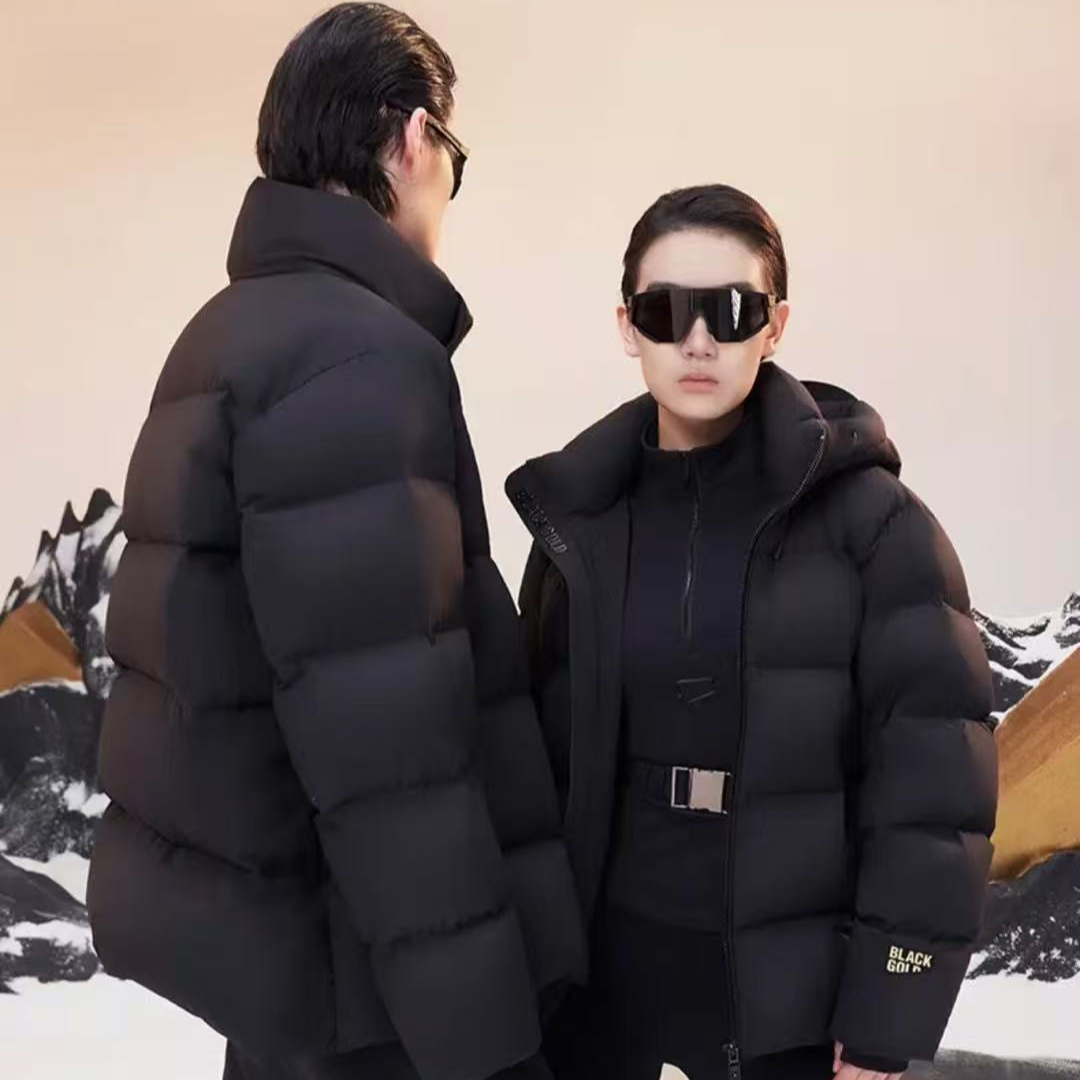 黑色鹅绒服机能3.0五格羽绒服男女同款高端短款外套