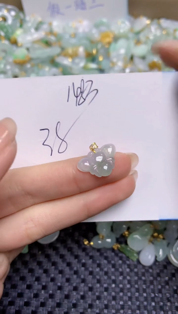 【闪购商品】翡翠颈饰18K金镶嵌天然缅甸A货翡翠