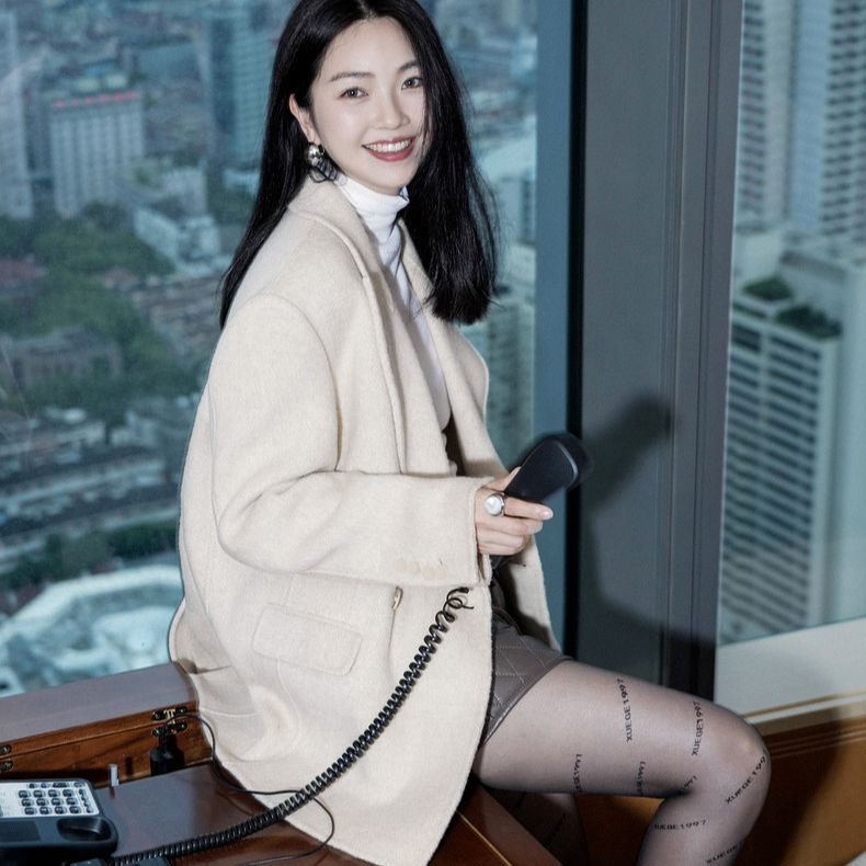 U/TI【专柜爆品】版型显瘦羊毛羊驼毛混纺高定面料一手长双面大衣