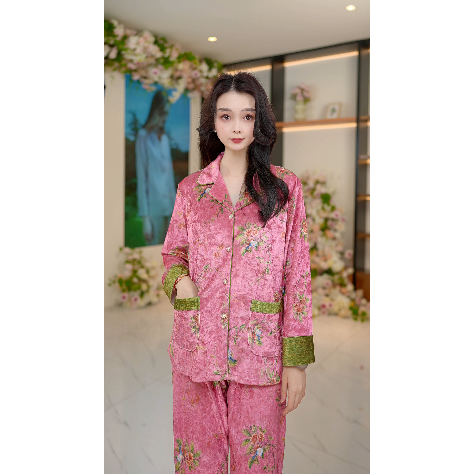 苏杭【见鹊有喜】春季新品睡衣女士长袖家居服套装