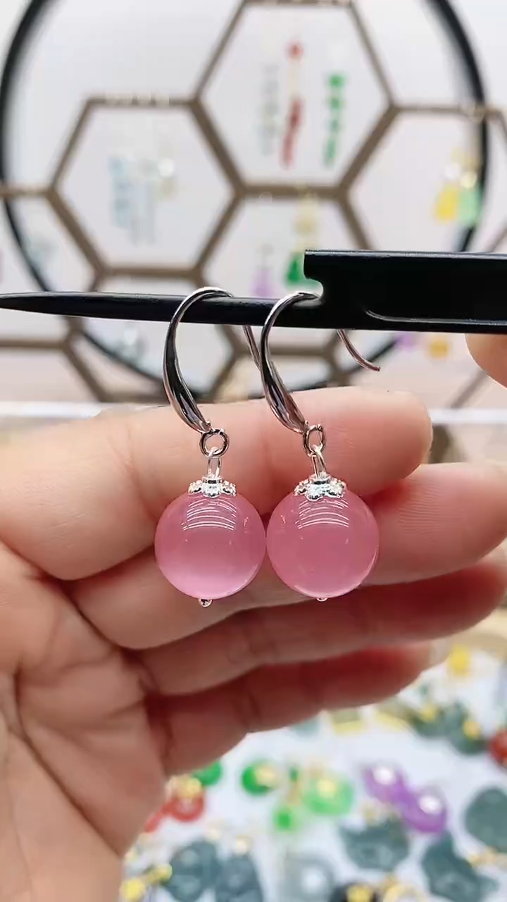 未镶嵌变石猫眼耳饰741