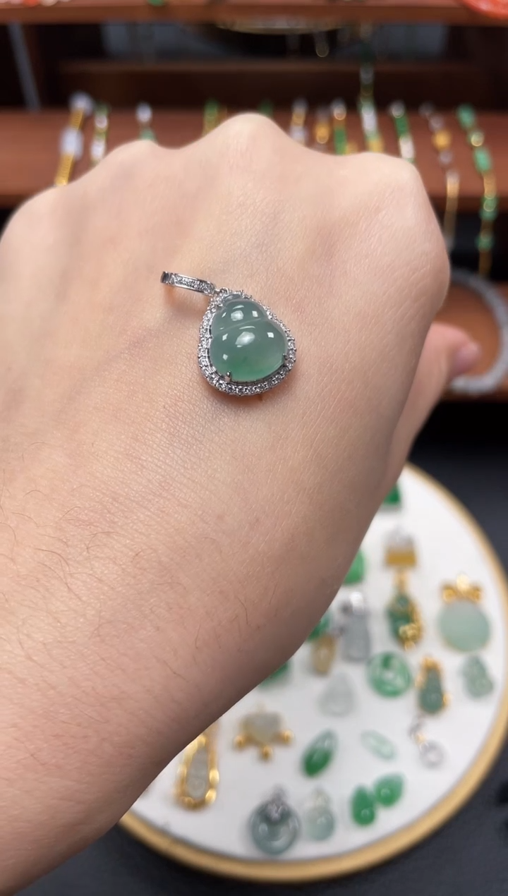 【闪购商品】翡翠吊坠(不含链)18K金镶嵌一个  JK513