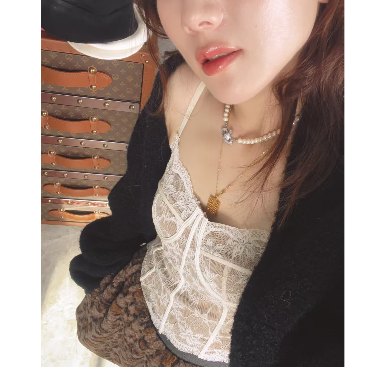 ML韩系浪漫毛蕾丝美背性感内搭带胸垫背心