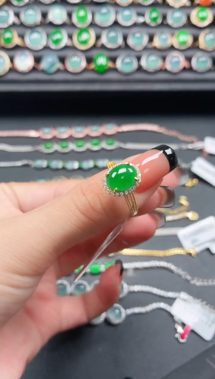 翡翠戒指银S925镶嵌1111111