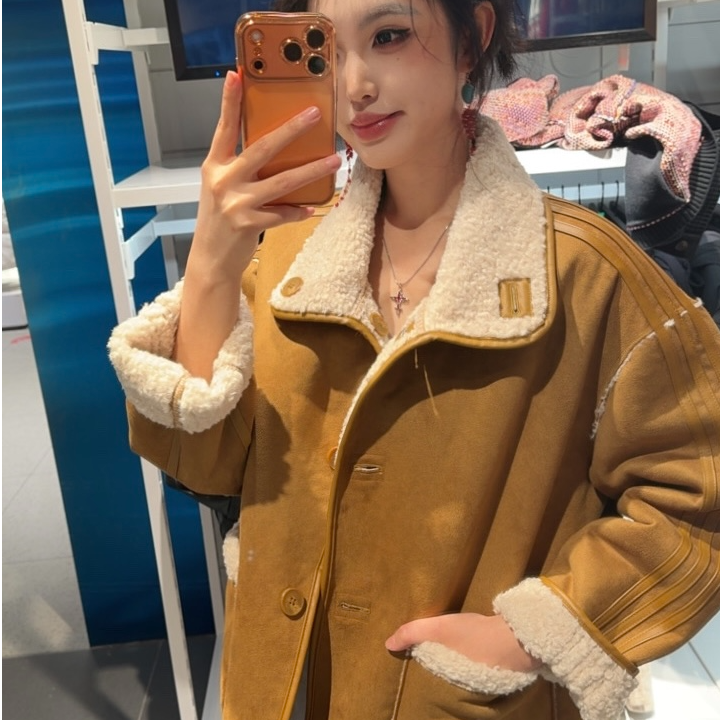 adidas 三叶草 新年款双面穿仿羊羔绒运动外套 KT3145 全渠6