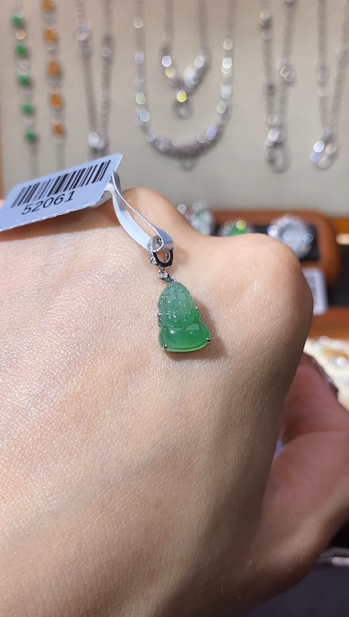 【闪购商品】翡翠颈饰18K金镶嵌万能扣宝宝佛