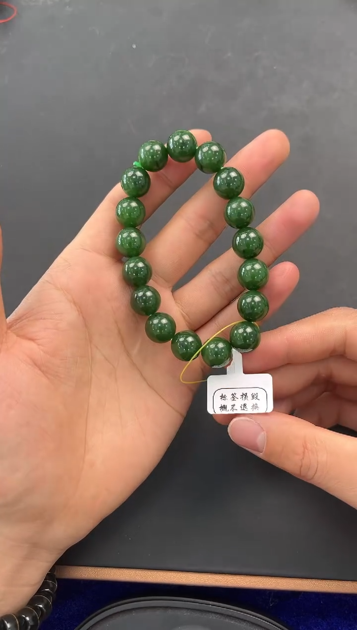 未镶嵌手串和田玉和田碧玉手串卡12微色差