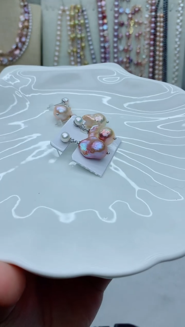 未镶嵌耳饰淡水珍珠多样性发其一【非无瑕】