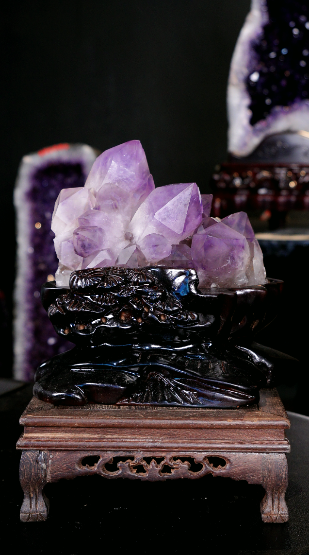 家居摆件天然玄关摆件《大牙水晶花》高23宽27