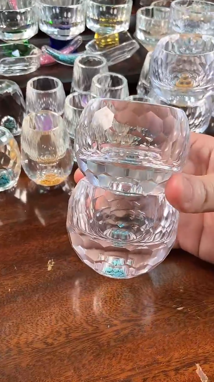 【闪购商品】玺宴新款水晶球形茶碗绿松石2个装