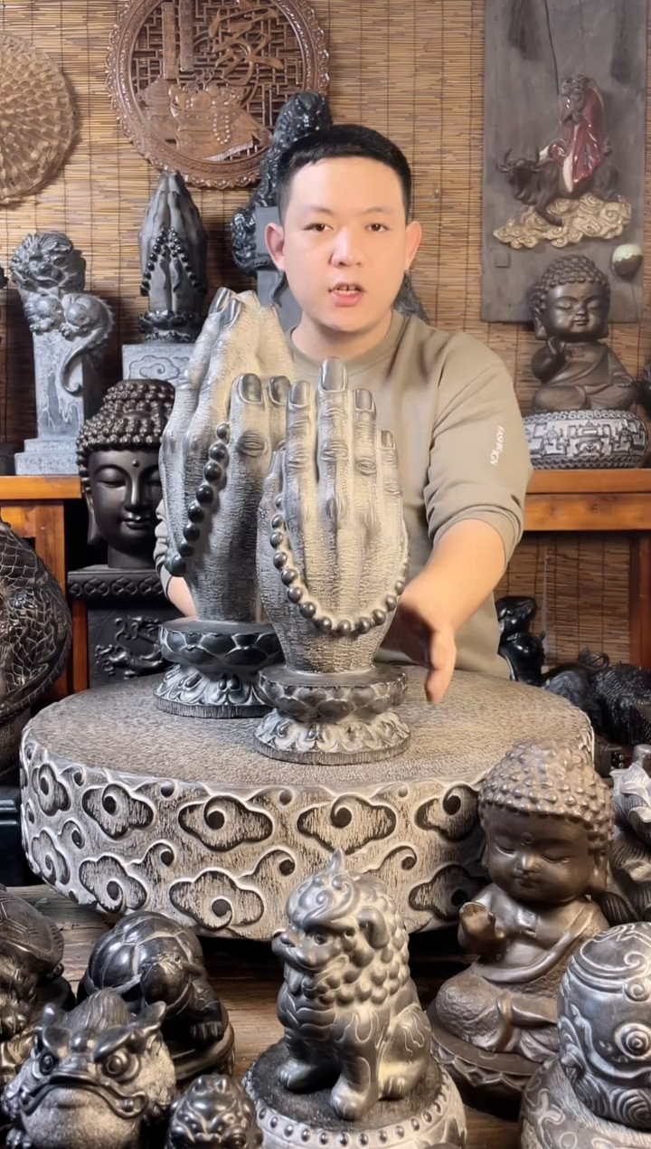 【闪购商品】33佛手天然青石雕刻