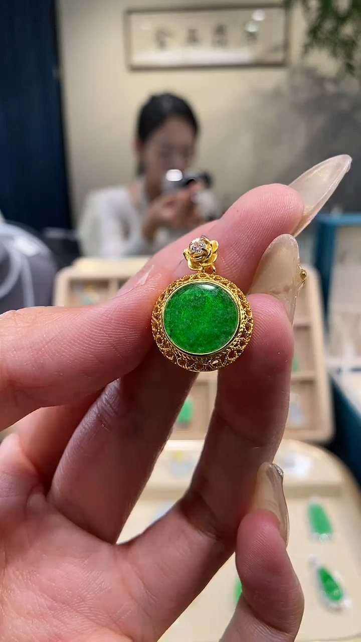 【闪购商品】翡翠吊坠(不含链)银S925镶嵌无事牌