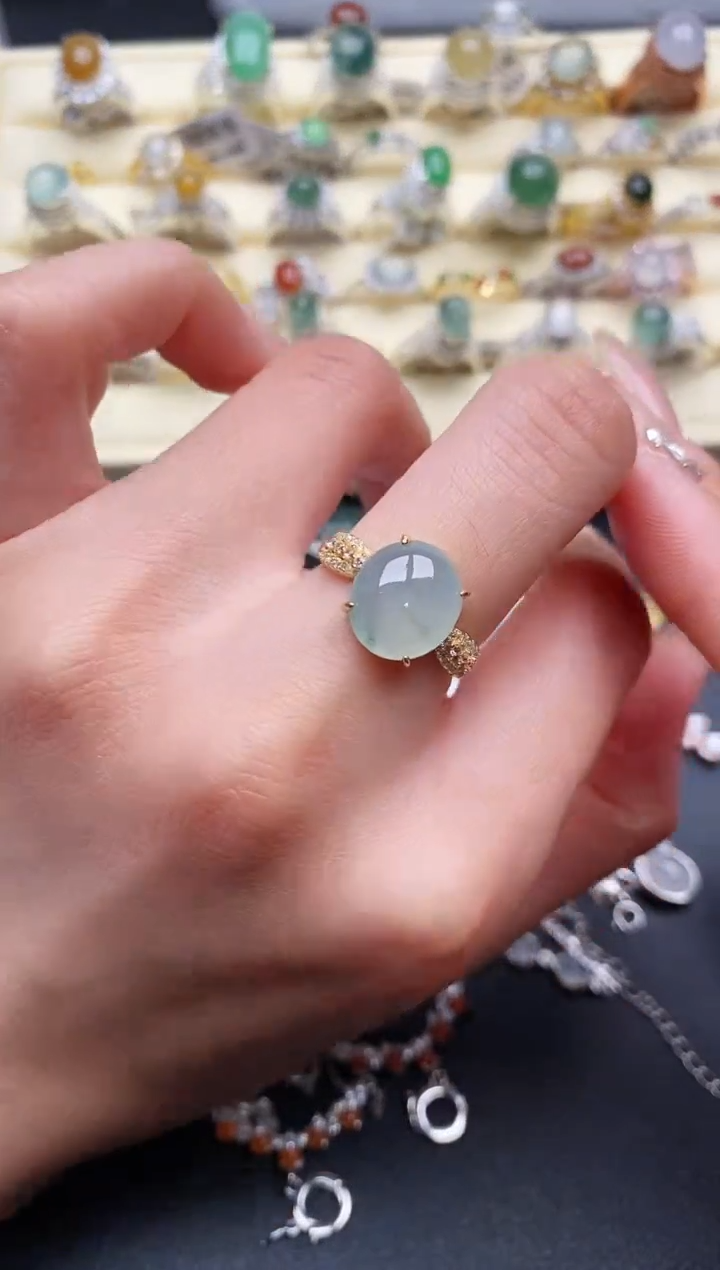 【闪购商品】翡翠戒指银S925镶嵌888888+1