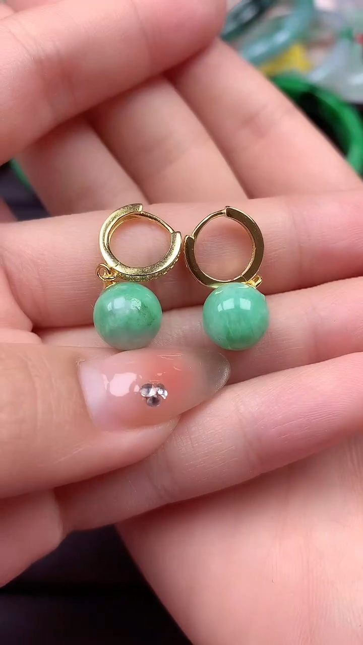 【闪购商品】翡翠耳饰银S925镶嵌耳饰