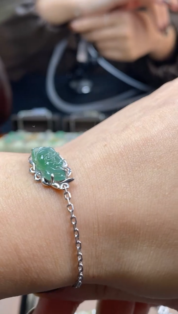 颈饰银S925镶嵌翡翠净货180622