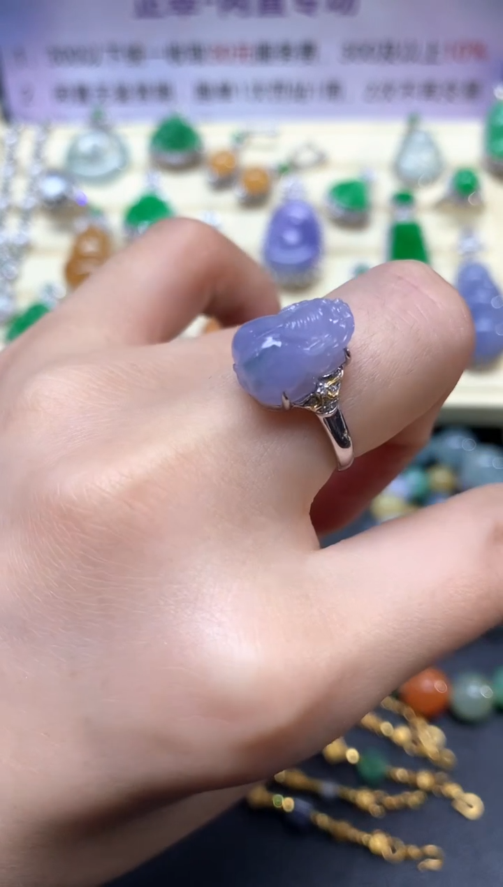 【闪购商品】翡翠戒指18K金镶嵌戒指|2250+225