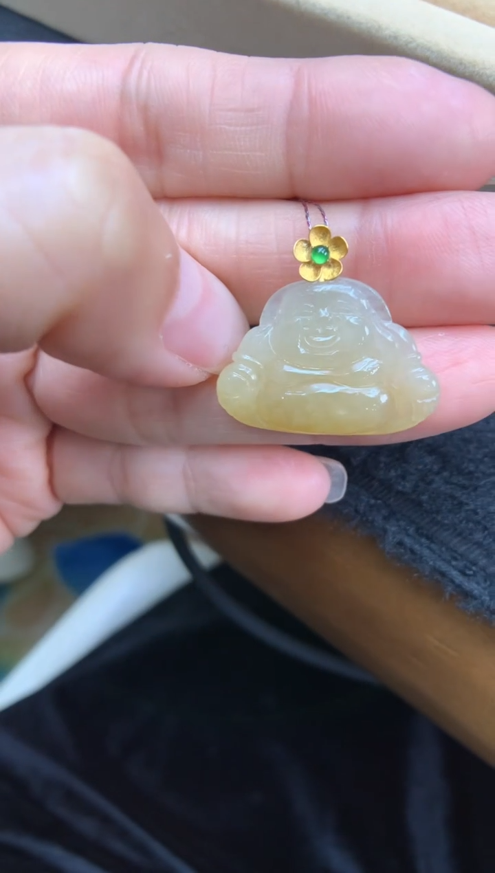 【闪购商品】翡翠颈饰18K金镶嵌佛公