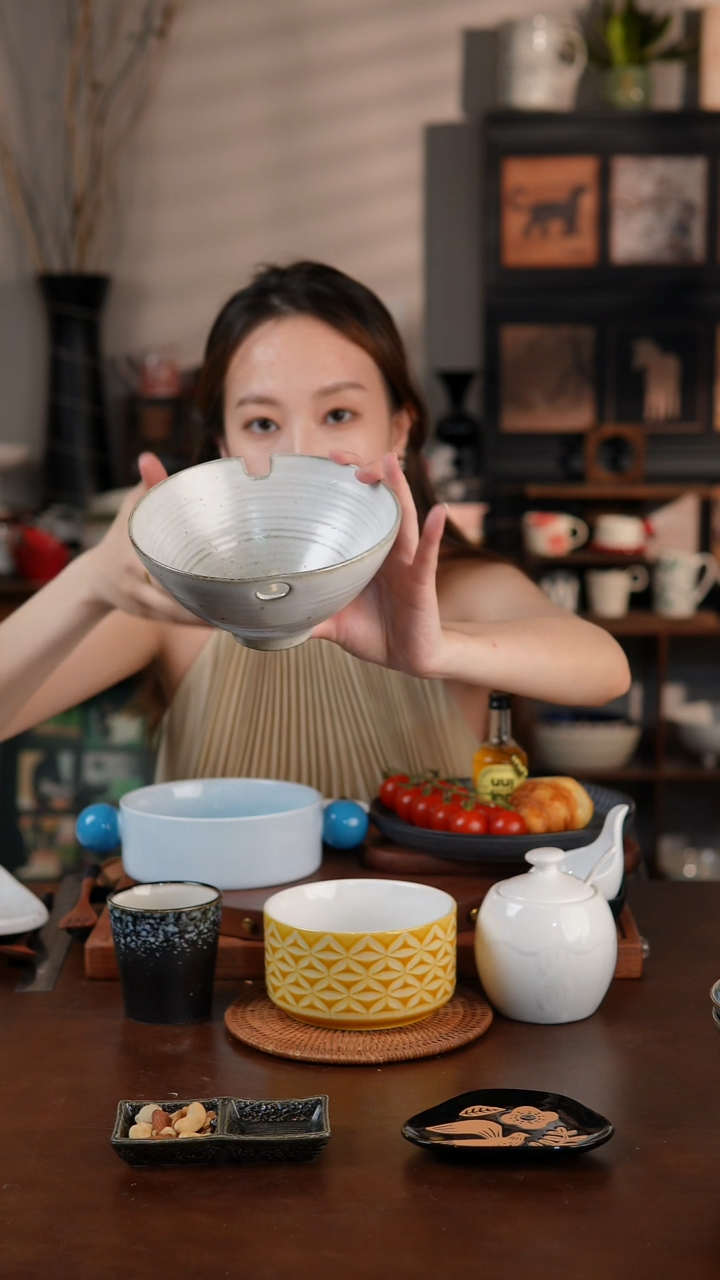 陶瓷中古复古风6.5寸斗笠面碗 微瑕 凑满20发货