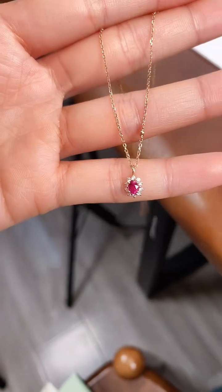 【闪购商品】红宝石颈饰18K金镶嵌主石27分