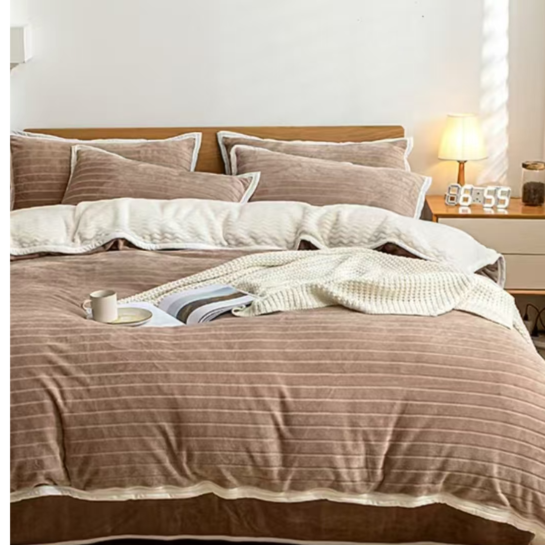无包装无字标咖色四件套被套200*230床单230*250枕套48*74*2