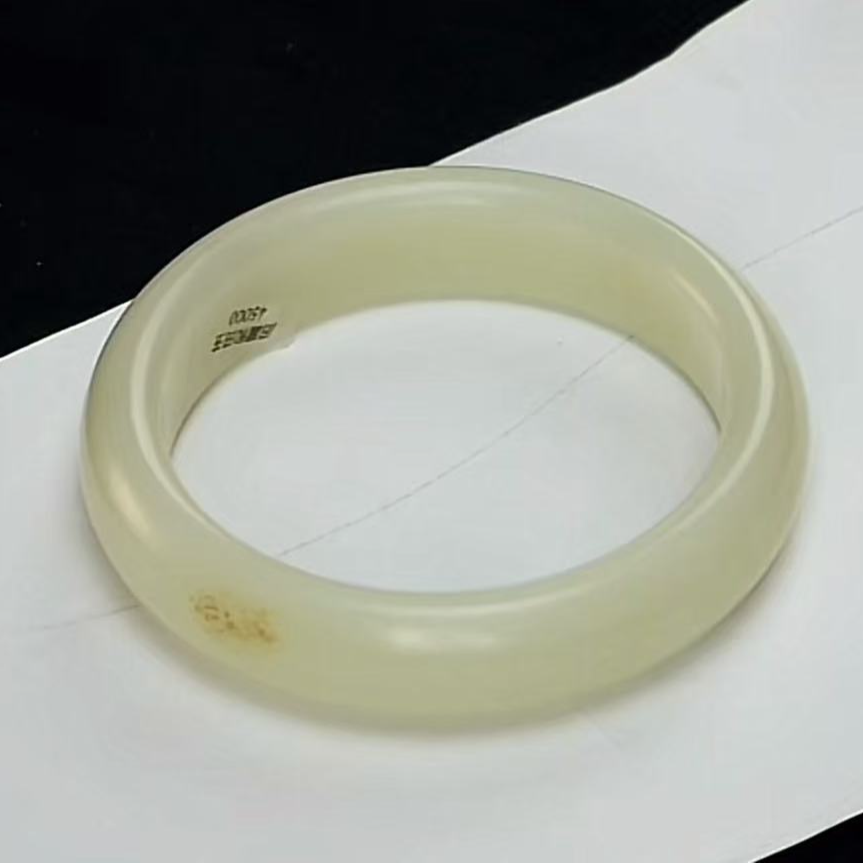 清 和田玉/宽面手镯 